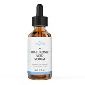 Anjou HYALURONSÄURE SERUM für Gesicht, Hals und Dekolleté – Glättendes und verjüngendes Anti-Aging Serum in klinischer Stärke – Das beste biodynamische Anti-Falten Serum mit Ginseng + Vitamin E, MSM und Jojoba-Öl, 30ml - 1